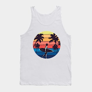 Vintage Surfer and Palm Trees Tank Top